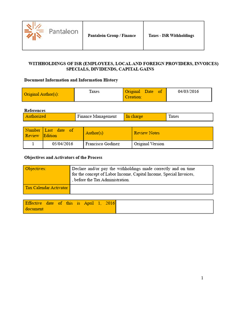 ISR Withholdings Process Guide | PDF | Taxes | Income Tax