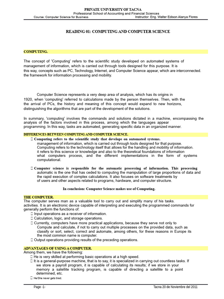 Reading 01 Computer Science and Informatics ) | PDF | Byte | Computer ...
