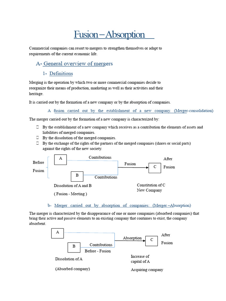 Mergers and Absorption Explained | PDF | Mergers And Acquisitions ...