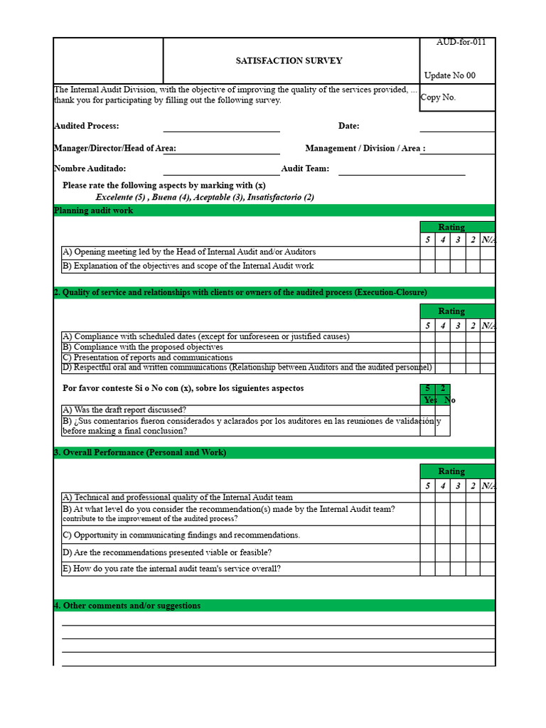 Internal Audit Satisfaction Survey 2023 | PDF | Internal Audit | Audit