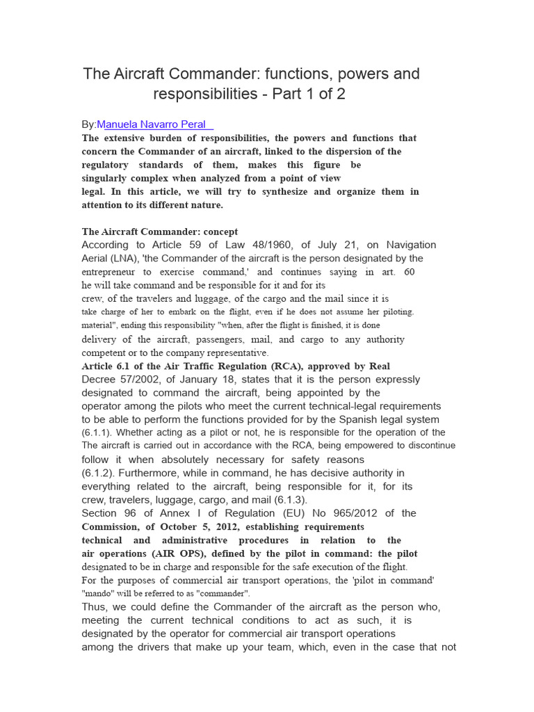 Aircraft Commander's Roles and Responsibilities | PDF | Fine (Penalty ...