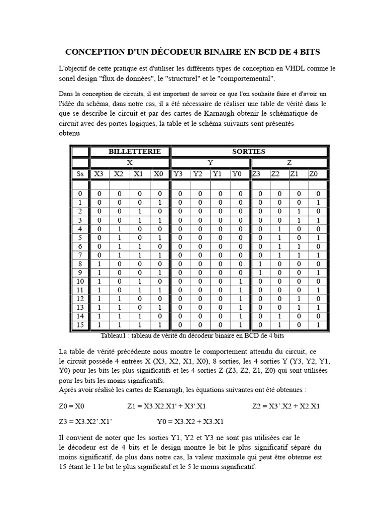 Décodeur Binaire BCD 4 Bits en VHDL | PDF | Ingénierie informatique ...