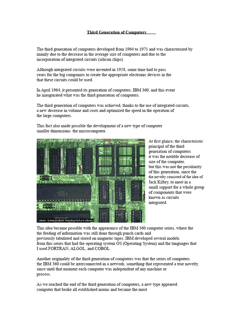 Third Generation of Computers | PDF | Microcomputers | Integrated Circuit