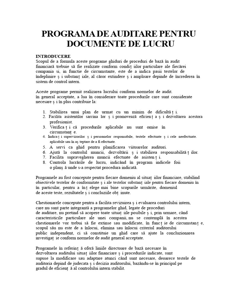 Programul General de Audit | PDF