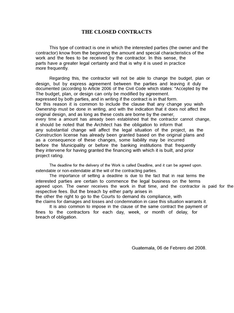 Closed Contracts | PDF