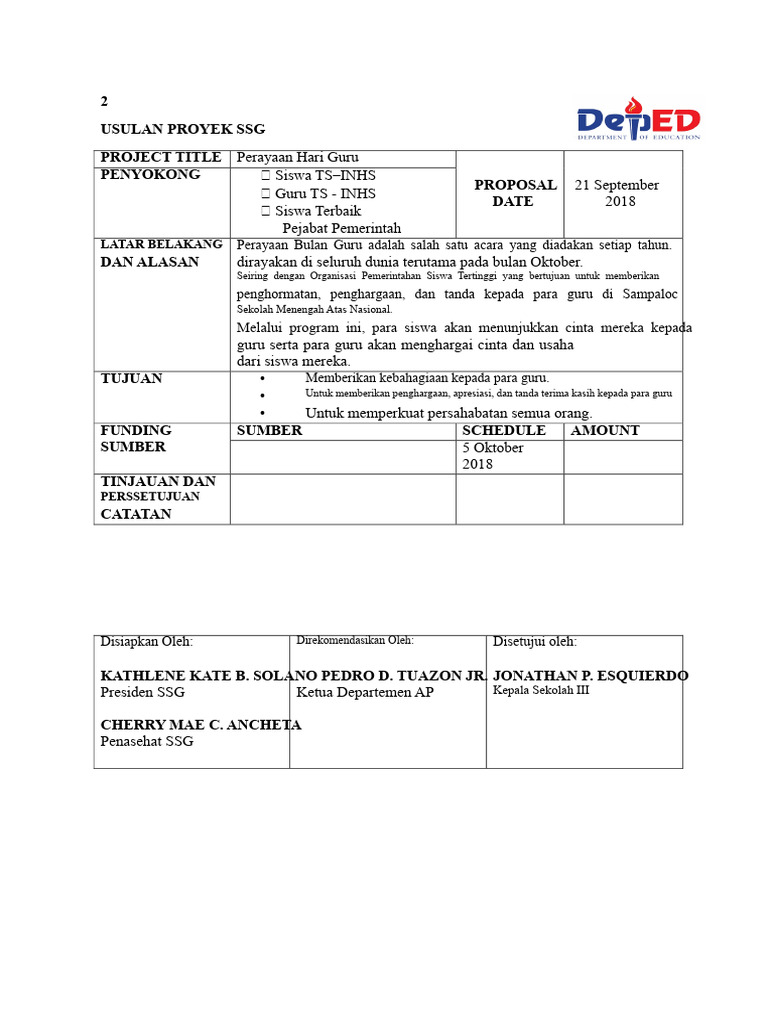 Proposal Perayaan Hari Guru SSG | PDF