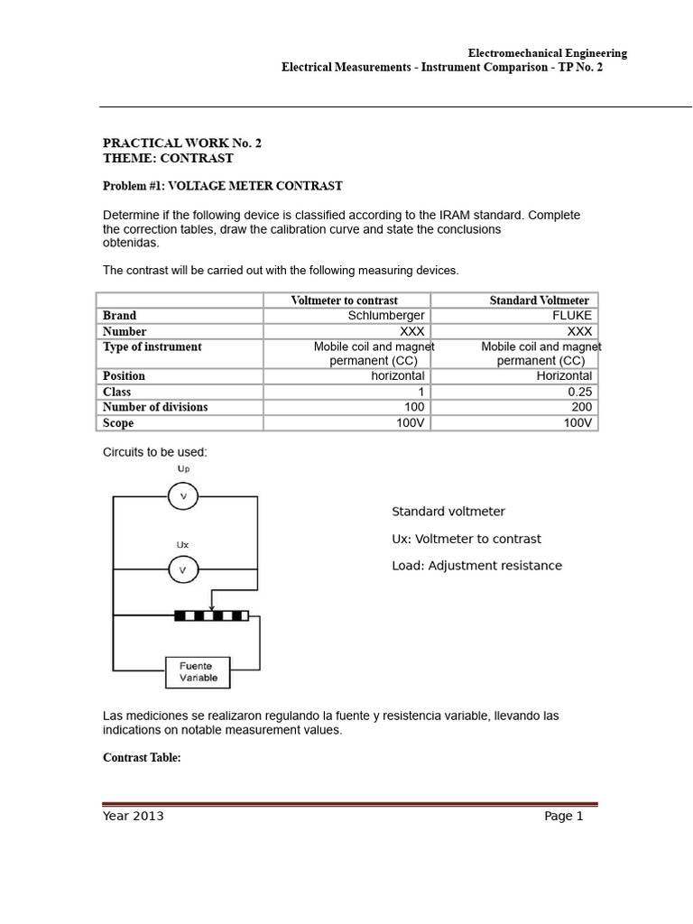 Electromechanical Instrument Contrast Lab | PDF | Electrical ...