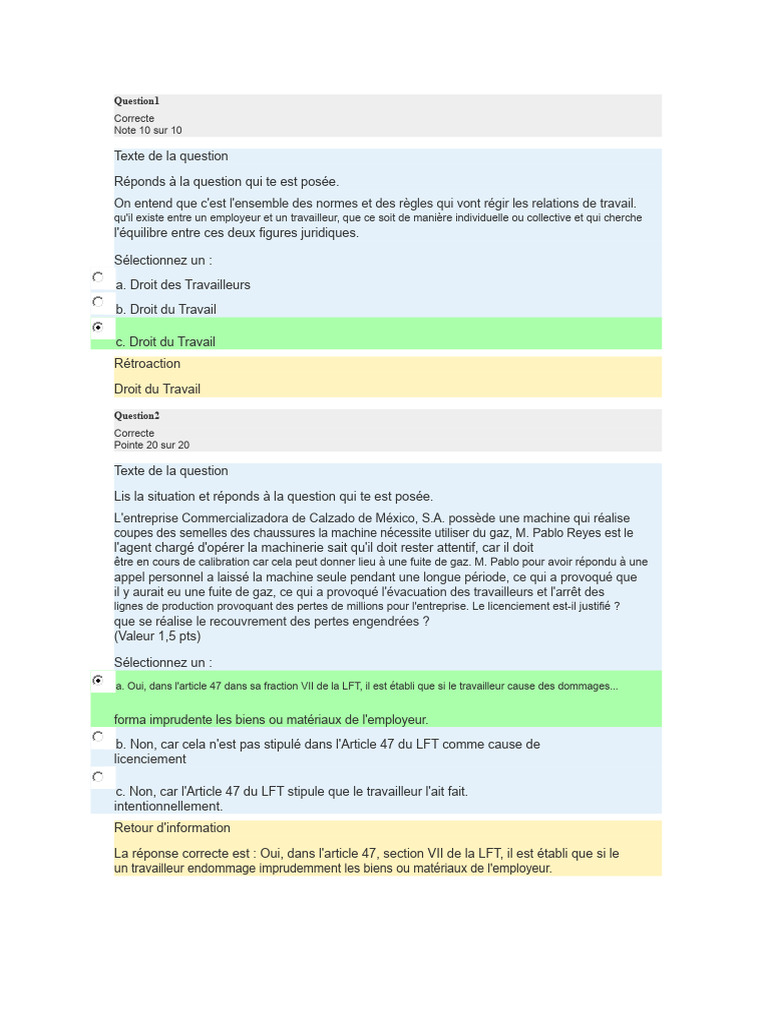 Droit du Travail : Questions et Réponses | PDF | Droit du travail