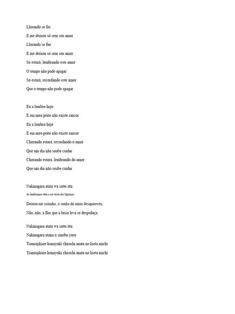 Llorando se foi: Reflexões sobre amor perdido | PDF