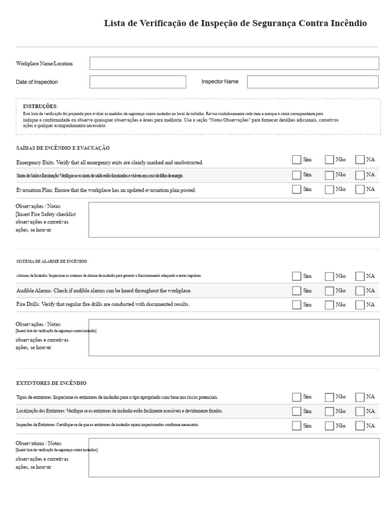 Checklist de Segurança Contra Incêndio | PDF