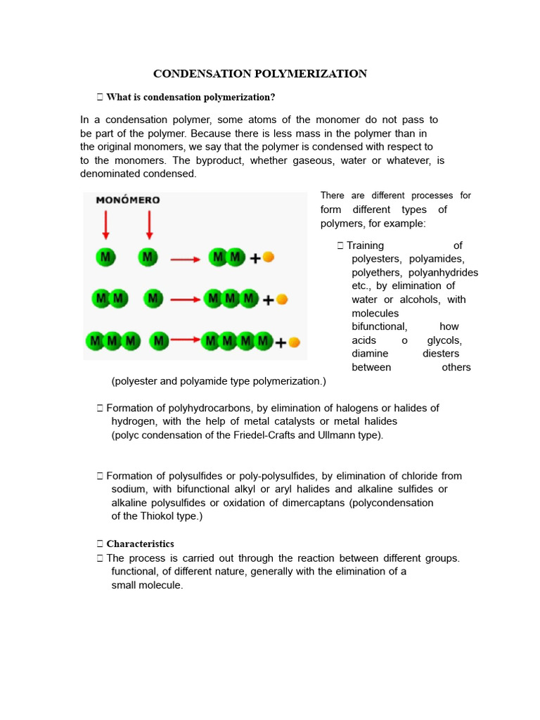 Understanding Condensation Polymerization | PDF | Polymers | Polymerization