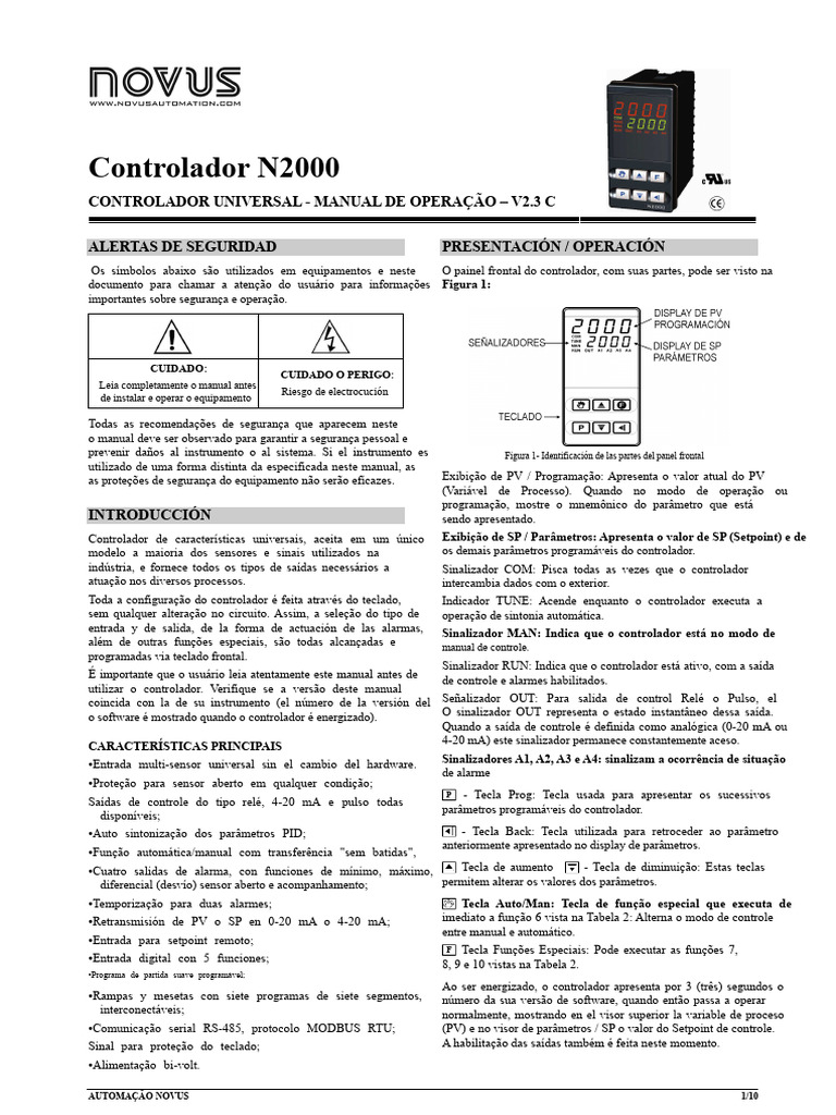 Manual do Controlador N2000 V2.3 C | PDF | Entrada/Saída | Rede elétrica