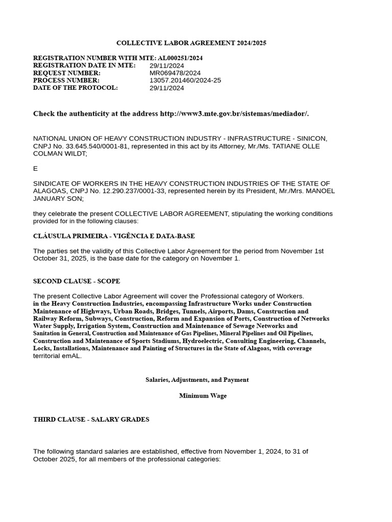 Collective Labor Agreement 2024-2025 | PDF | Salary | Employment