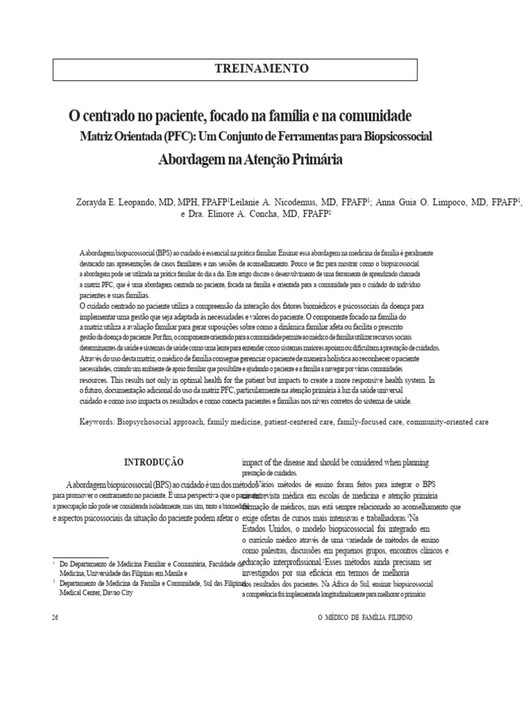 Matriz PFC: Cuidado Centrado no Paciente | PDF | Família | Educação Médica