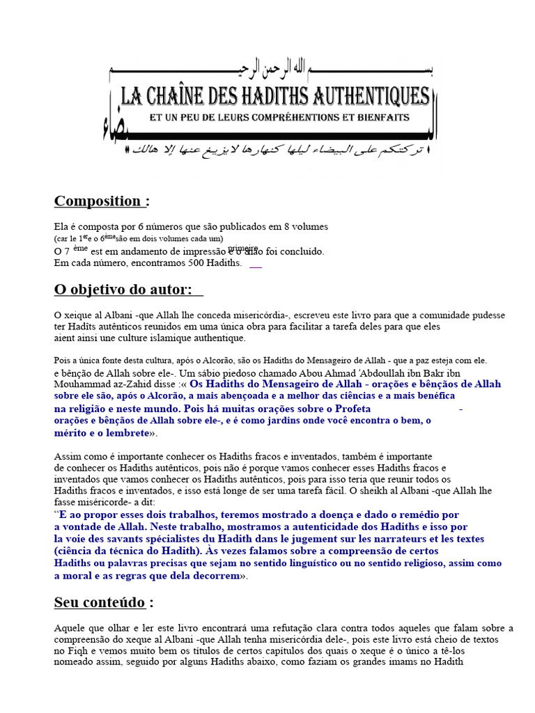 Hadiths Autênticos: Obra de Al Albani | PDF | Hádice | Religiões abraâmicas