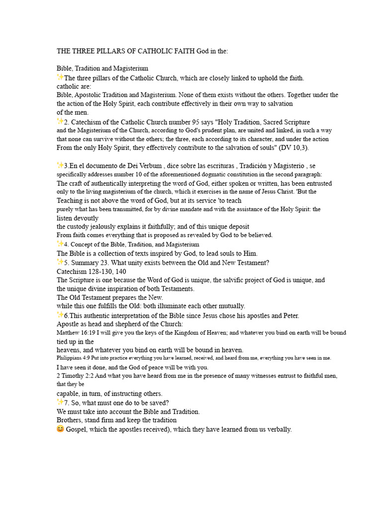 Three Pillars of Catholic Faith Explained | PDF | Catholic Church ...