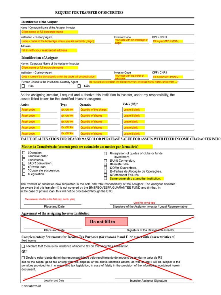 Securities Transfer Request Form | PDF | Assignment (Law) | Financial ...