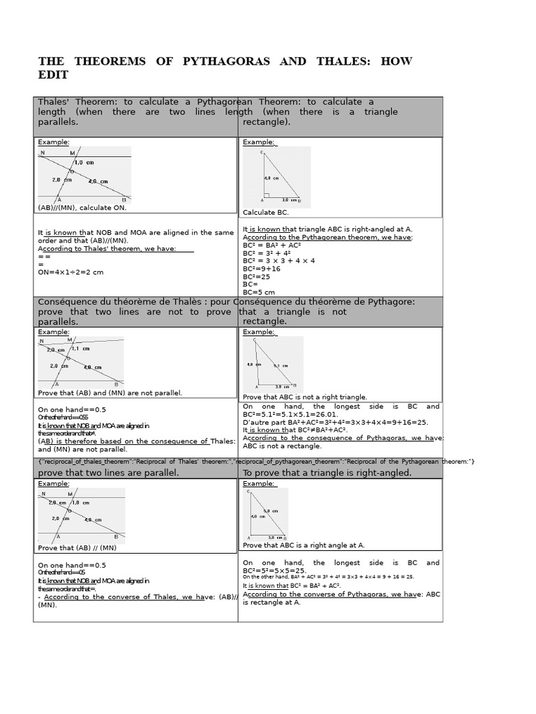 Pythagorean and Thales Theorems Explained | PDF | Geometry | Triangle ...