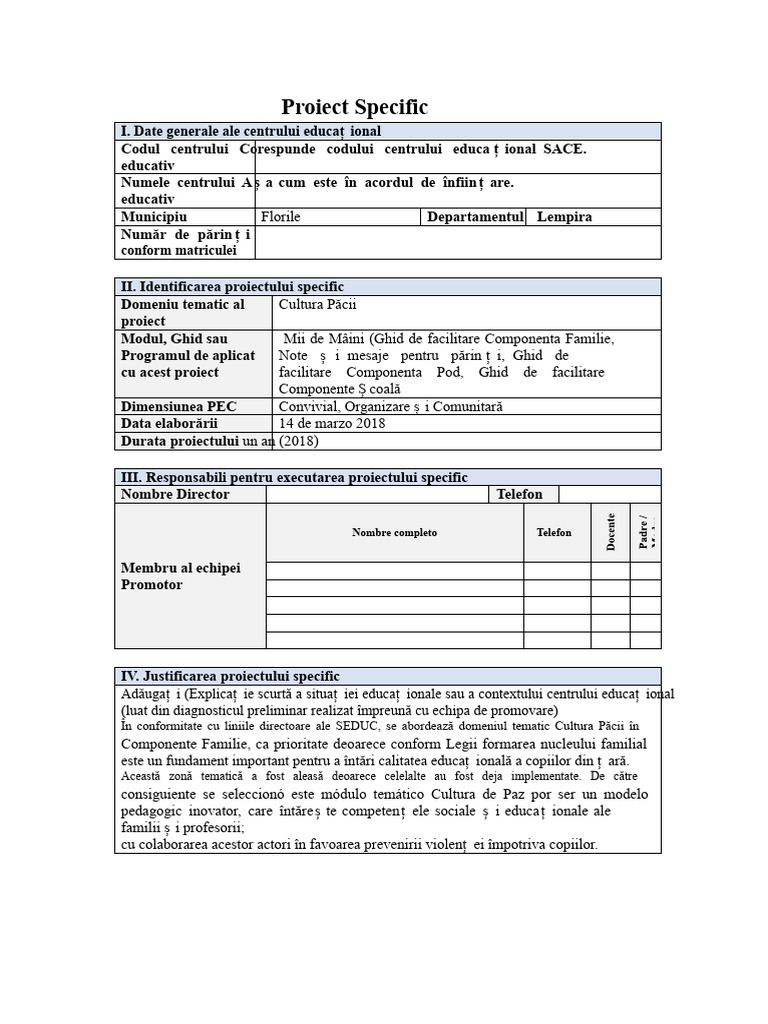 Proiect Specific Exemplu | PDF