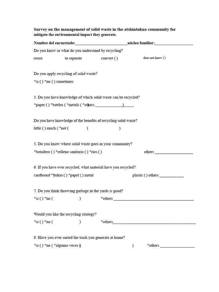 Solid Waste Management Survey Insights | PDF | Waste | Municipal Solid ...