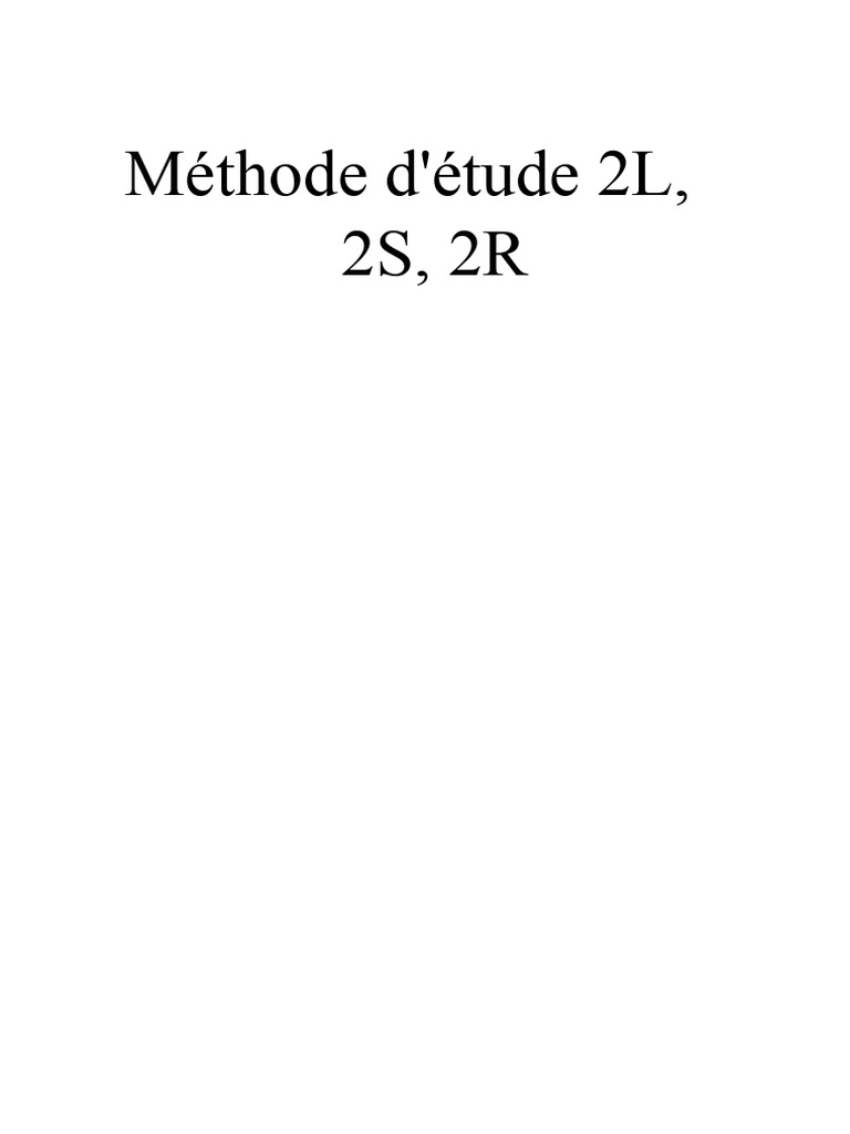 Méthode D'étude 2L 2S 2R | PDF | Apprentissage | Pédagogie