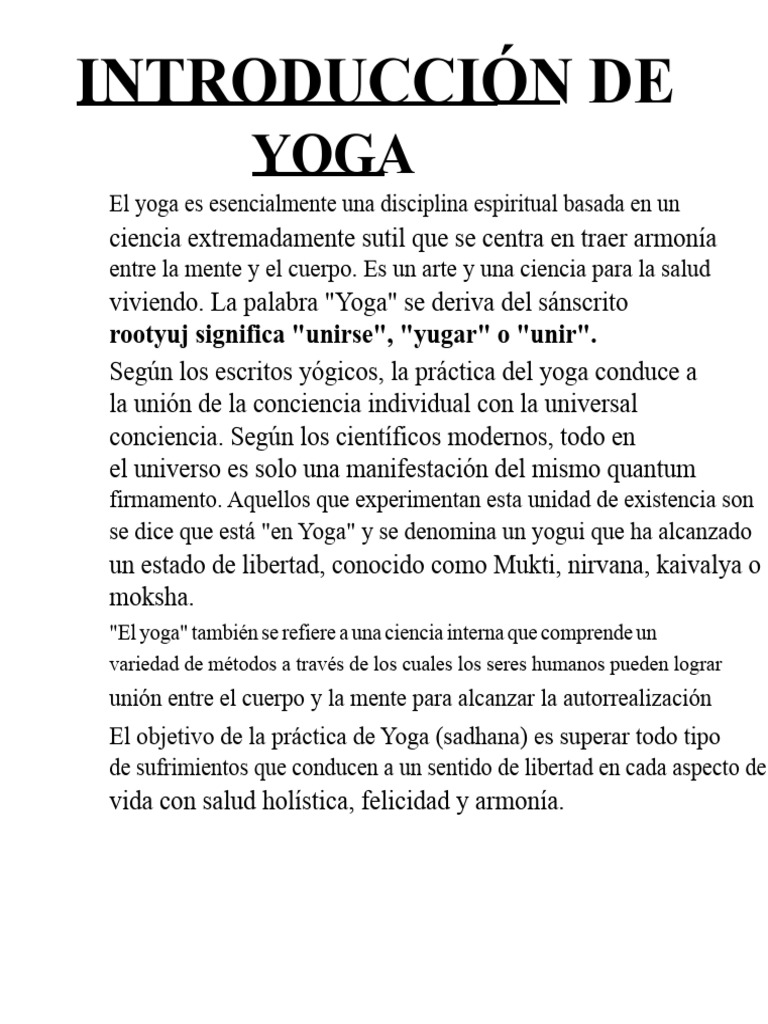 Introducción y Tipos de Yoga | PDF | Yoga | Asana