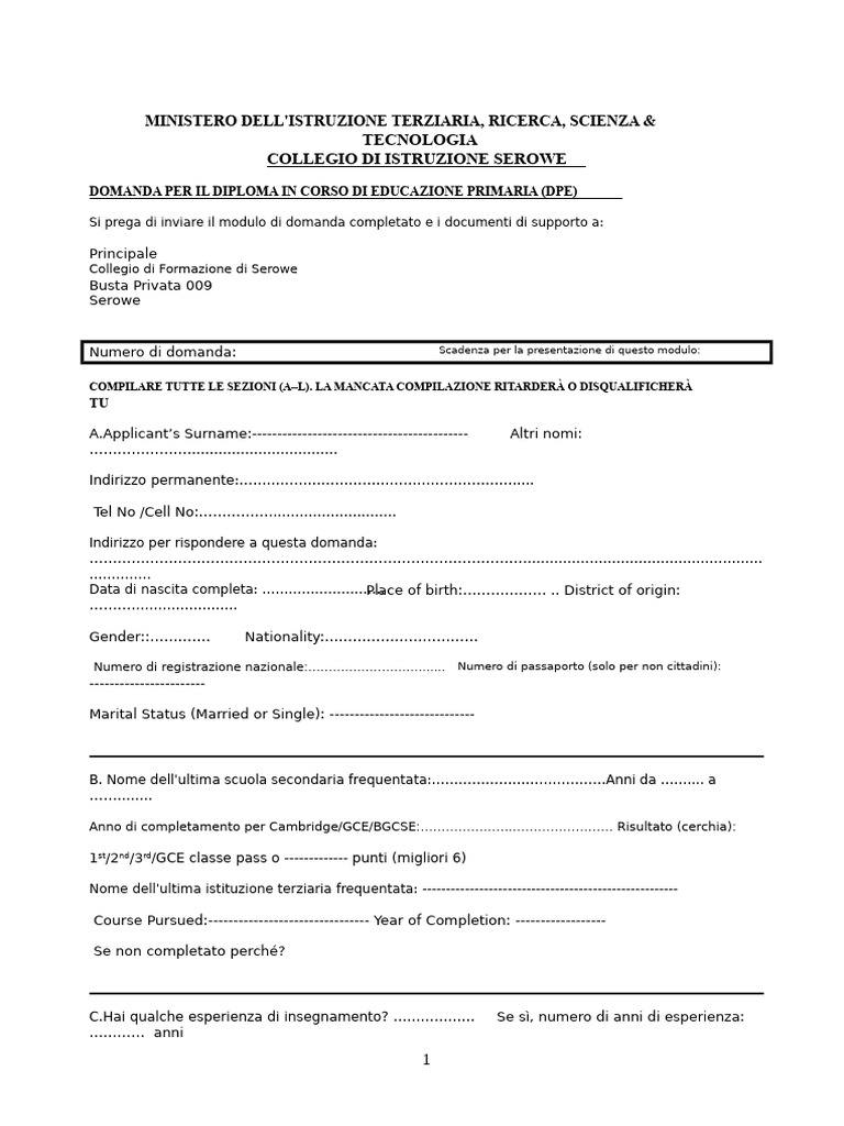 Sce Application Form | PDF