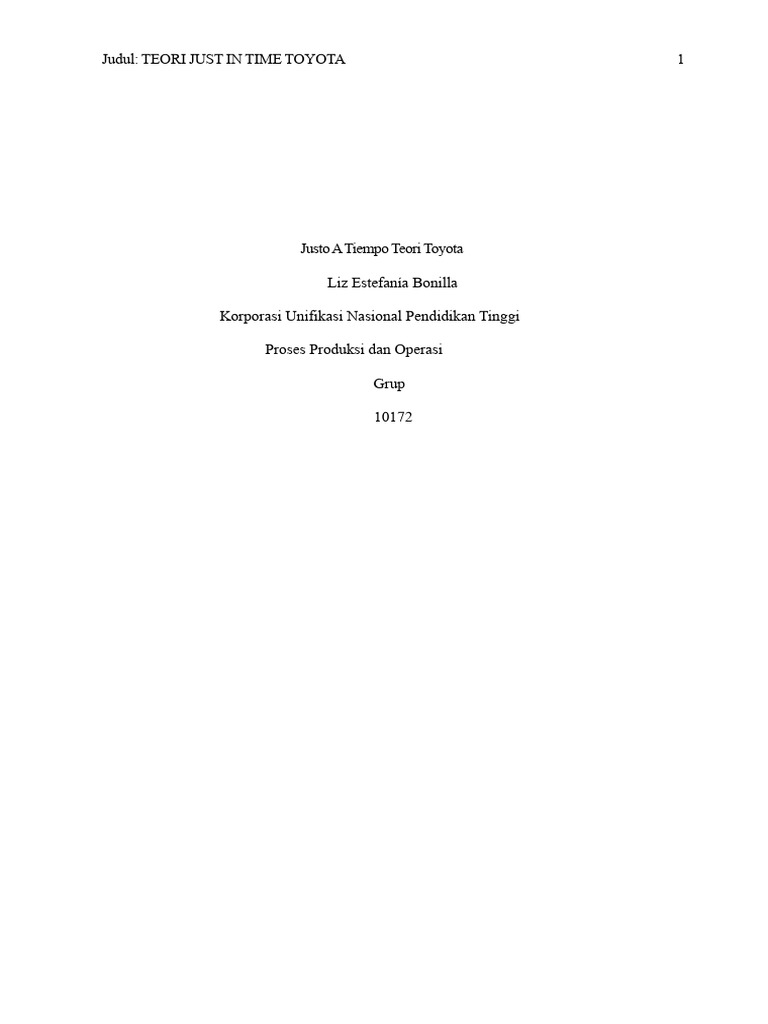Teori Just In Time Toyota: Filosofi Produksi | PDF