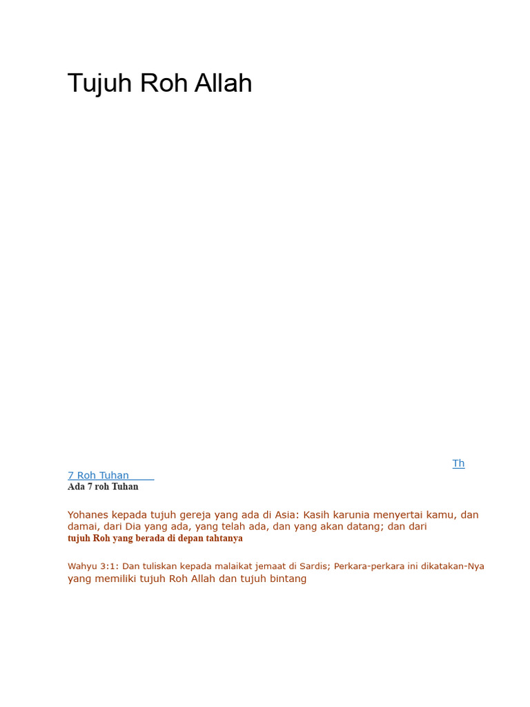 Tujuh Roh Allah dalam Alkitab | PDF