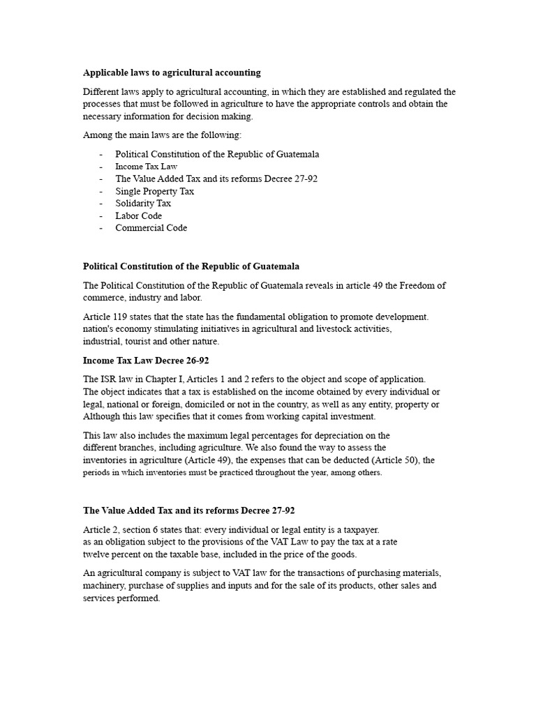 Applicable Laws To Agricultural Accounting - Research | PDF | Taxes ...