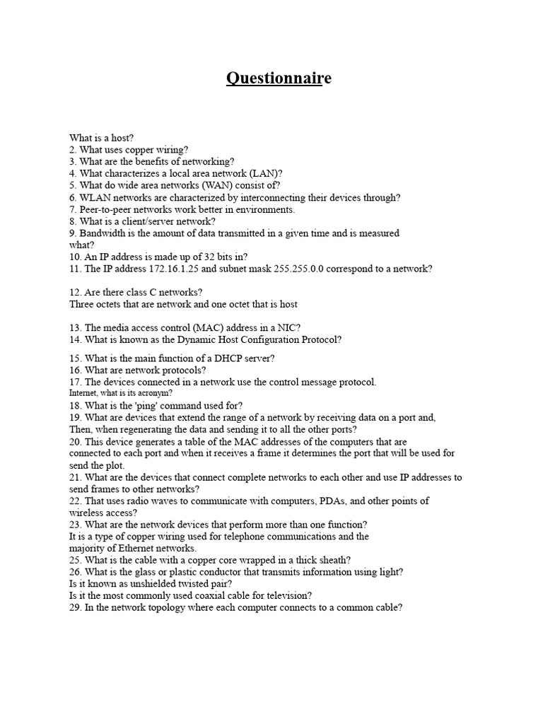 Questionnaire Networks 2 Partial | PDF