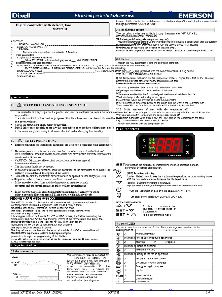 XR72CH Digital Controller Manual | PDF | Relay | Capacitor