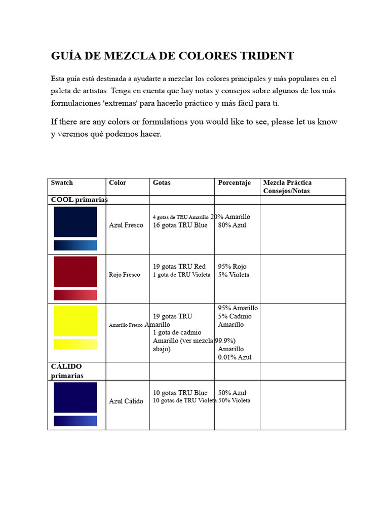 Guía de Mezcla de Colores | PDF | marrón | Amarillo