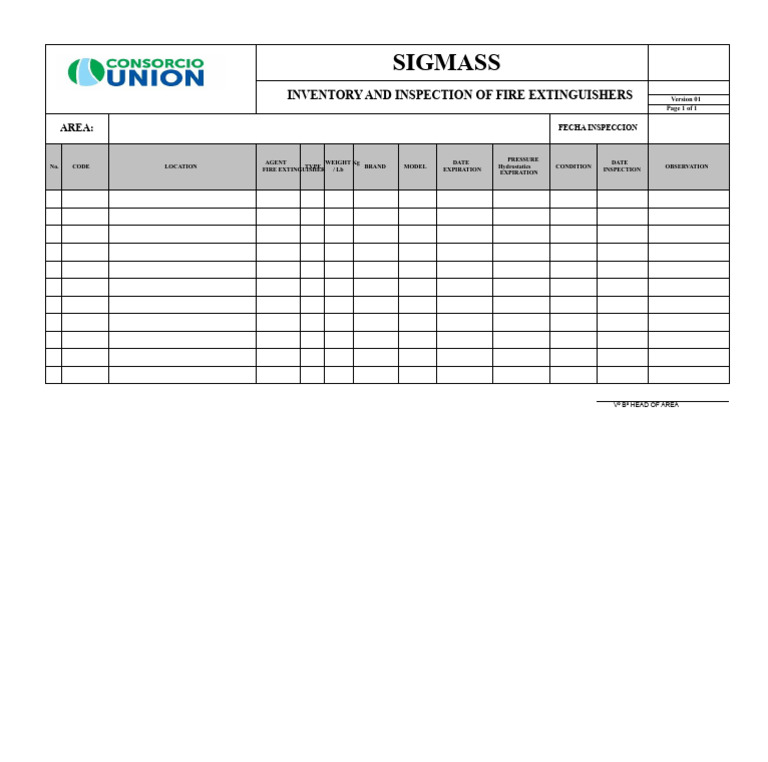Fire Extinguisher Inspection Checklist | PDF