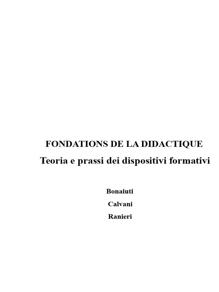 Fondements et enjeux de la didactique | PDF | Pédagogie | Apprentissage