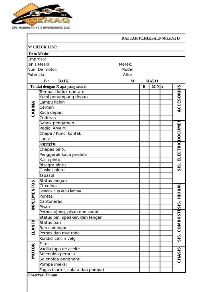 Format Cek Daftar | PDF