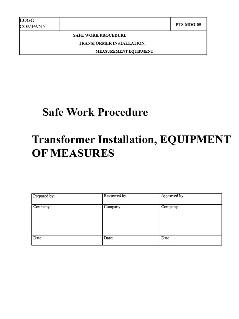 Safe Transformer Installation Procedure | PDF | Occupational Safety And ...