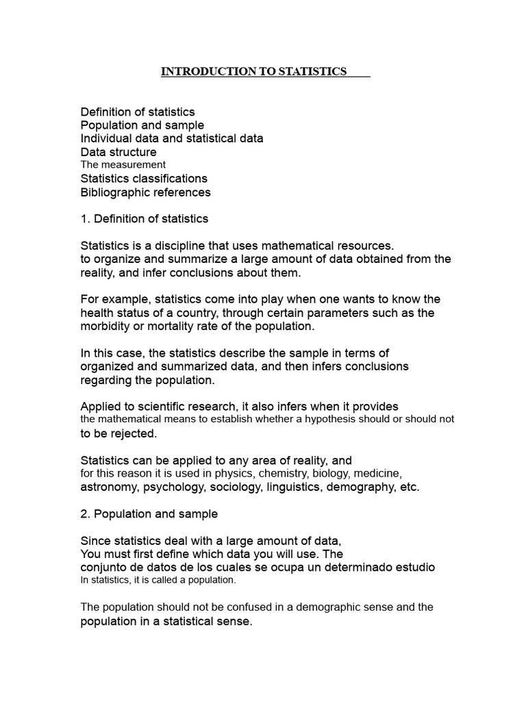 Introduction to Statistics Basics | PDF | Statistics | Demography