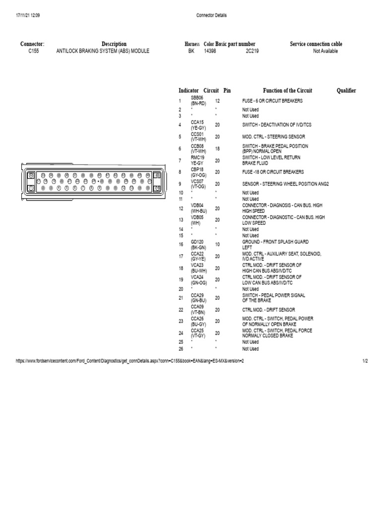 ABS Module Connector Details | PDF | Anti Lock Braking System | Vehicle ...