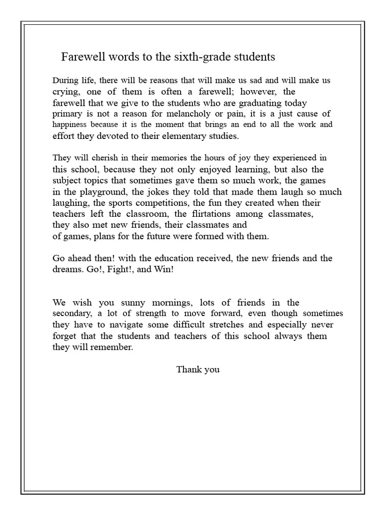 Heartfelt Farewell to Graduating Students | PDF
