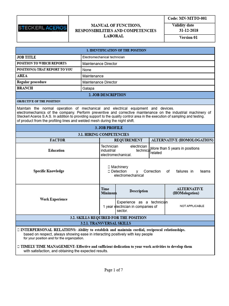 Electromechanical Technician Job Manual | PDF | Thermography ...