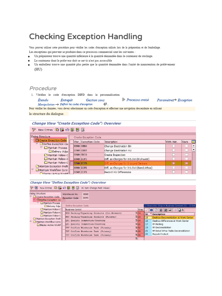 Vérification des codes d'exception en entrepôt | PDF