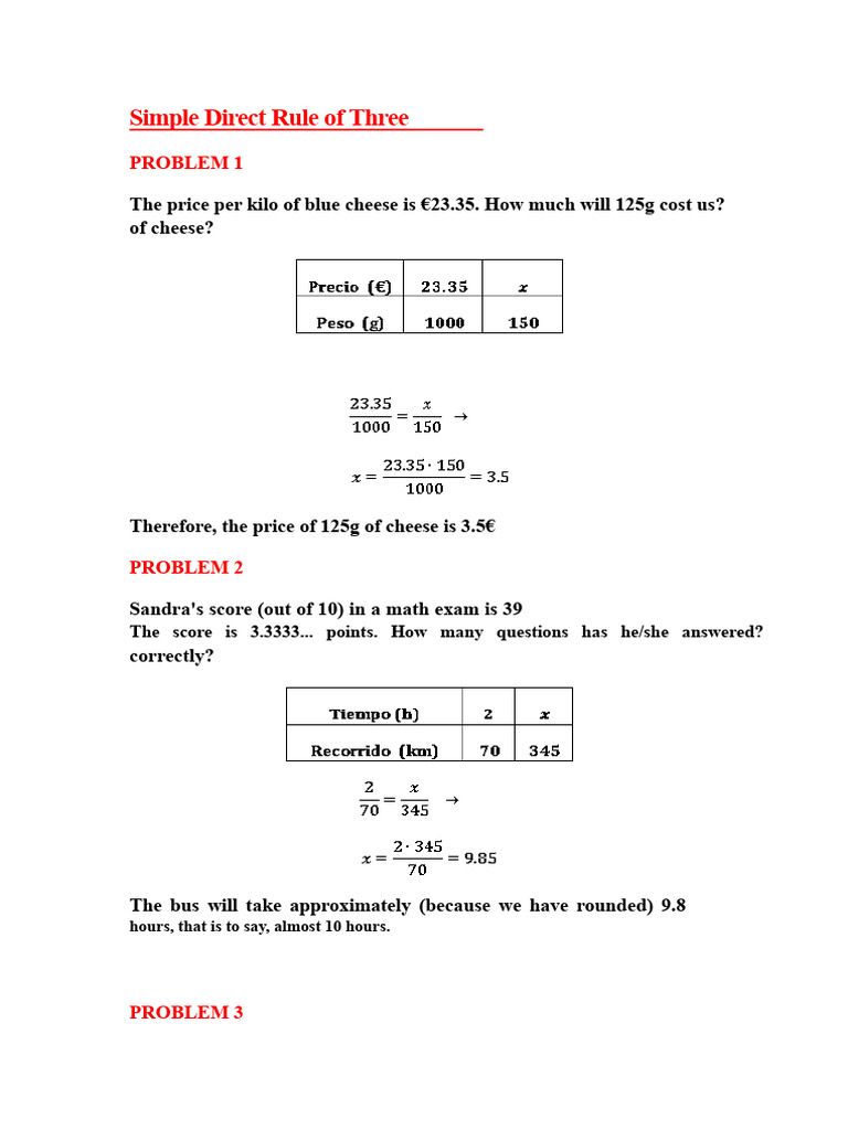 Simple Direct Rule of Three n1111 PDF Speed Mathematics