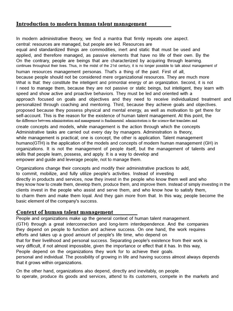 Modern Human Talent Management Explained | PDF | Human Resource ...