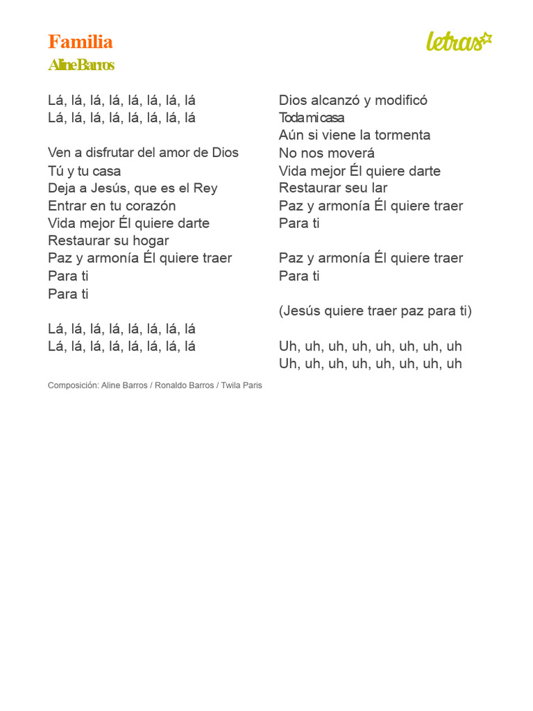 Letra da Música 