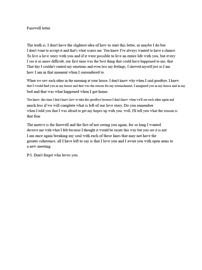 Emotional Farewell Letter to a Loved One | PDF