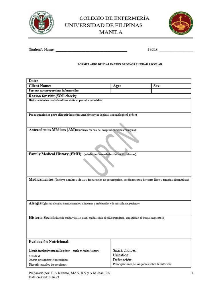 Evaluación Integral de Salud Infantil | PDF | Medicina CLINICA ...