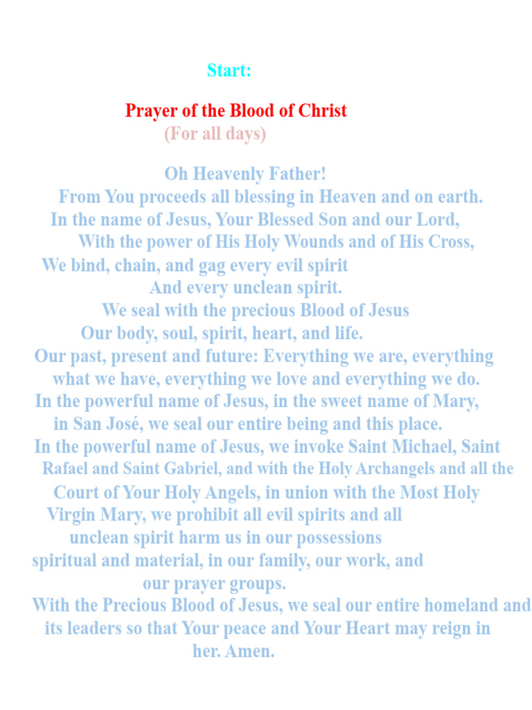 Daily Prayer of the Blood of Christ | PDF | Lord's Prayer | God The Father