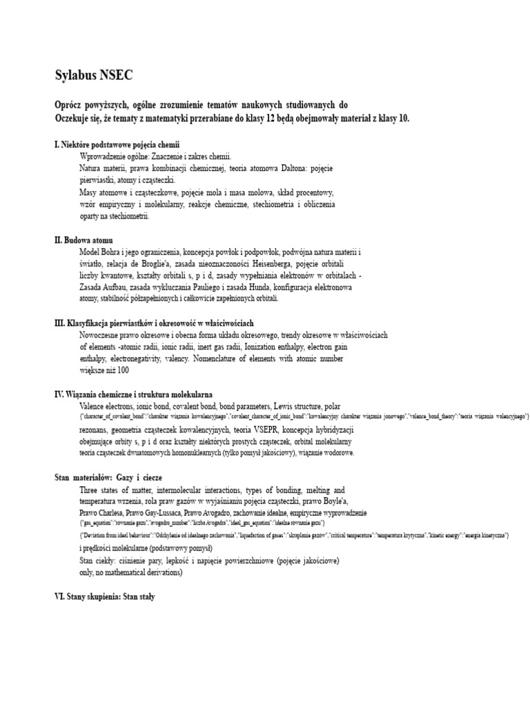 NSEC-Program Nauczania | PDF