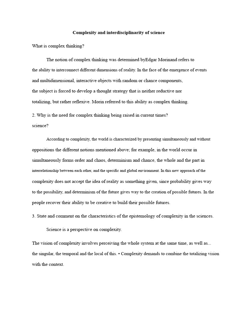 Understanding Complex Thinking in Science | PDF | Interdisciplinarity ...